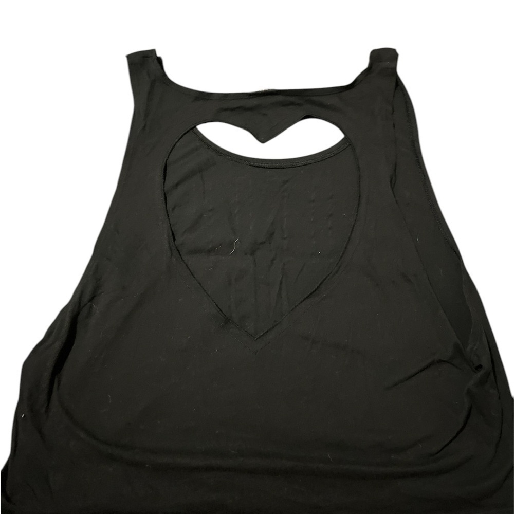 Victoria's Secret PINK black Tank Top with heart cut out on back Size M - Picture 2 of 3